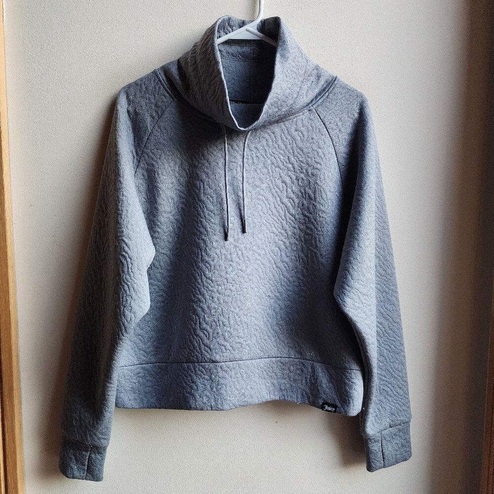 Juicy Couture Gray Embossed Cowl Neck Pullover Size Medium